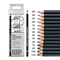Sketch Pencil Drawing Set 14 Pencils 6H, 4H, 2H, HB, 1B, 2B, 3B, 4B, 5B, 6B, 7B, 8B, 10B, 12B