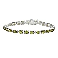 925 Sterling Silver With Peridot Gemstone Bracelete | Oval 6x4mm | Woman and Girls | Linear Tennis Bracelet |It is Always Nice to Have a Bracelet for Any Occasion
