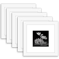 Americanflat 7x7 Picture Frame Set of 5 in White - Use as 4x4 Picture Frame with Mat or 7x7 Frame Without Mat - Picture Frames Collage Wall Decor with Plexiglass and Easel for Wall or Tabletop