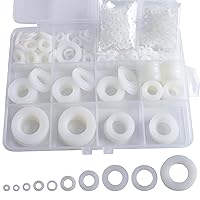 600Pcs 10 Sizes Nylon Flat Washers for Screws Bolts, Round White Plastic Washer Assortment Kit for Electrical Connections Household Commercial Appliances (M2 M2.5 M3 M4 M5 M6 M8 M10 M12 M14)