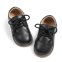 Meckior Toddler Boys Girls Dress Shoes Little Kid Oxford Shoes Wedding Church Dress Shoes PU Leather Lace Up School Uniform Loafer Flats