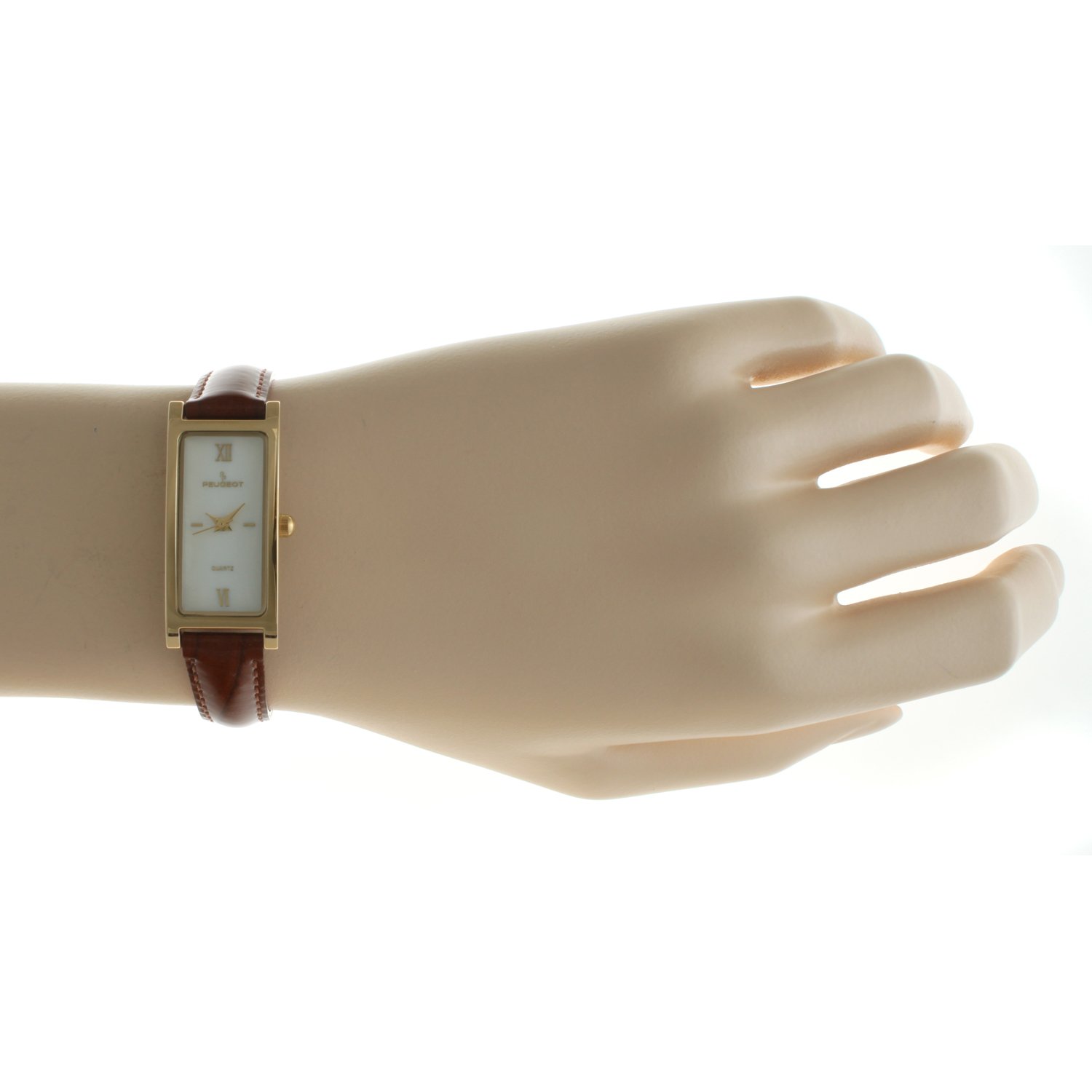 Peugeot Women's 3017BR Analog Japanese Quartz Gold-Tone Leather Strap Watch