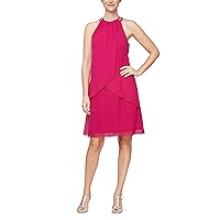 S.L. Fashions Women's Jewel Neck Halter Dress (Petite and Regular)