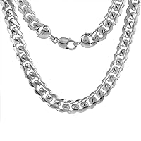 Sterling Silver 2-18mm Miami Cuban Link Chain Necklaces & Bracelets for Men and Women Tight Links Smooth Domed Surface Nickel Free Italy sizes 16-30 inch