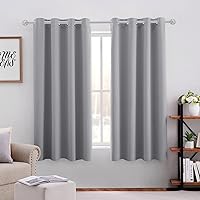HOMEIDEAS Light Grey Blackout Curtains 52 X 63 Inch Bedroom Curtains Set of 2 Panels Room Darkening Curtains/Drapes, Thermal Grommet Light Bolcking Window Curtains for Living Room