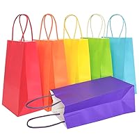 AZOWA Gift Bags Small Kraft Paper Bags with Handles (4 x 2.4 x 6 in, Assorted Color, 50 Pcs)