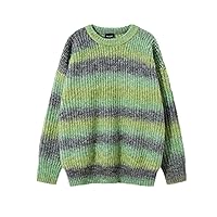 Autumn Winter Gradient Tie Dye Loose Knitted Sweater Rainbow Versatile Couple Casual Pullover