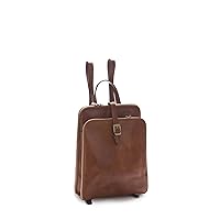 Every day Backpack women-men-unisex 100% Genuine leather Made in Italy by Italian leather house (Leather brown)
