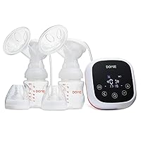 Double Electric Breastfeeding Pumps with Touch Screen, Domie Hands-Free Breastmilk Pump for Home, Office, Travel, 4 Modes, 18 Suction Levels, Double Pump Valve