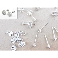 20pcs Lot 925 Stamped Silver Jewelry Findings Ear Pin Pairs Stud Earrings with 925 Back STOPPERS Setting DIY