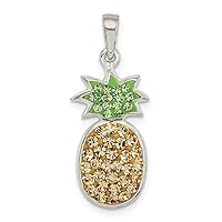 925 Sterling Silver Yellow Green Preciosa Crystal Pineapple Pendant Necklace Measures 19.87x11.38mm Wide Jewelry for Women