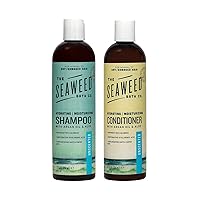 The Seaweed Bath Co. Moisturizing Shampoo and Conditioner, Unscented, Natural Organic Bladderwrack Seaweed, Vegan and Paraben Free, 12oz