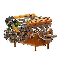 Newcomer Engine Motor, Small-Block 44CC 1/6 Scale Water-Cooled OHV 4-Stroke V8 Engine Internal Combustion Model (KIT Version)