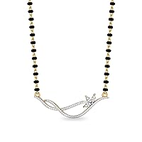0.44Cts Round Simulated Diamond Llewelyn Mangalsutra Necklace 14K Yellow Gold Fn