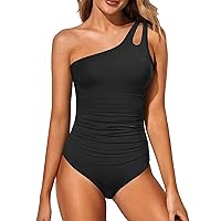 Tummy Control Swimsuits for Women Slimming One Piece Bathing Suit One Shoulder One Piece Swimsuits Maternity Swimsuit
