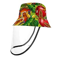 Sun UV Protective Hats for Men Women with Full Face Visor Shield Outdoor Detachable Bucket Cap 21.2 Inch for Kids Bug Houses