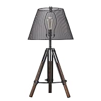 Signature Design by Ashley Leolyn Urban Adjustable Height Tripod Base with Wire Mesh Shade Single Table Lamp, Black & Brown