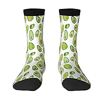 Mens Crew Socks Watercolor-Avocado-Painted Patterned Funny Novelty Cotton Crew Socks