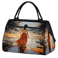 Travel Duffel Bag, Beautiful Girl Oil Painting Sports Tote Gym Bag,Overnight Weekender Bags Carry on Bag for Women Men, Airlines Approved Personal Item Travel Bag for Labor and Delivery
