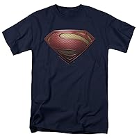 Popfunk Superman Man of Steel Movie Shield Navy T Shirt & Stickers (XX-Large)