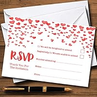 Red Heart Confetti Personalized RSVP Cards