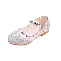 Kids Girls Princess Shoes Glitter Low Heel Dance Evening Wedding Shoes