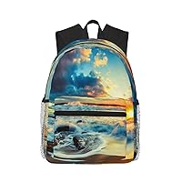 FURLOU Sunset beach Backpack Laptop Men Business Work Casual Daypack Women Lightweight Travel Bag