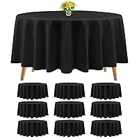 10 Packs Premium Round Tablecloth 90 Inch Black Polyester Table Cloth Bulk Washable Polyester Fabric Tablecloths Table Cover for Wedding Party Banquet Buffet Table Holiday Dinner (Black, 90 Inch)