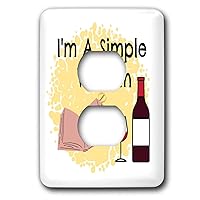 3dRose Carrie 3dRose - Quote Image - Image Of Quote Im A Simple Woman image of wine and book - 2 plug outlet cover (lsp_319353_6)