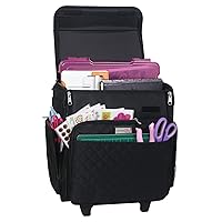 Everything Mary Rolling Craft Bag, Black Quilted - Papercraft Tote with Wheels for Scrapbook & Art Storage - Organizer Case for IRIS Boxes, Supplies, and Accessories - for Teachers & Medical