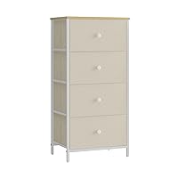 SONGMICS 4 Bedroom, Fabric Dresser, Metal Frame, Small Chest of Drawers, Camel Yellow + Cream White