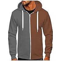 Big And Tall Zip Up Hoodies For Men Novelty Color Block Hooded Sweatshirts Full Zip Jacket Outerwear With Pocket