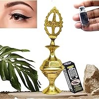 Islamic Brass Surmedani Antique Bottle Hand Pot Women Accessories Eyeliner Kajal Holder With Black Eyeliner Powder - 2 PCS Powder / 1 Bottle