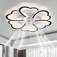 Reversible Ceiling Fan with Lighting and Remote Control Quiet 6-Speed Fan Light for Lounge Bedroom LED Dimmable Fan Lamp Timer Living Room Black 68 cm