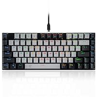 HUO JI E-Yooso Z-88 RGB Mechanical Gaming Keyboard, Metal Panel, Red Switch, 75% Compact 81 Keys for Mac, PC, Grey Black