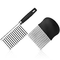 2PCS Wavy Crinkle Chopper, Vegetable Food Cutters, Stainless Steel Blade Slicer, Chopping Knife for Potato Fry Fries Cucumber Carrot Fruit Cheese Veggie
