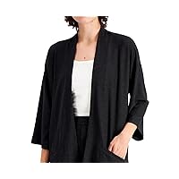 Eileen Fisher Womens Solid Open-Front Cardigan Sweater