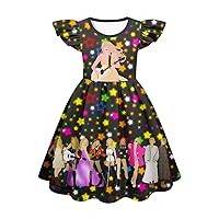 Little Girls Graphic Dresses Party Outfits, 4-12Y