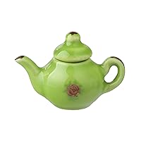 Melody Jane Dolls Houses Dollhouse Green & Pink Floral Teapot Miniature Kitchen Dining Accessory 1:12