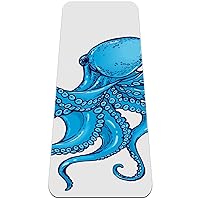 Blue Octopus Sea Ocean 72 x 24 Inch Travel Yoga Mat, Non-Slip Fitness Workout Mat For Home, Foldable Lightweight Floor Exercise Mat For Women