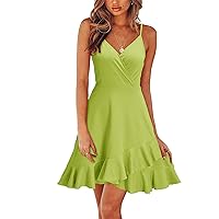 Elegant Mini Wedding Dress Woman Summer Sleeveless Vneck Solid Cocktail Wrap Light Fitted Thin Cocktail Women's Green