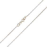 Bling Jewelry Unisex Ultra Thin 018 Gauge 0.5MM Thin Real 14K Yellow White Rose Gold Box or Rolo Curb Cable Chain Necklace For Women Made In Italy 14-24 Inch