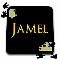 3dRose Jamel Classic boy Baby Name in America. Yellow on Black Charm - Puzzles (pzl_356432_2)