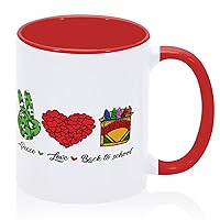 Peace Love Back to School Coffee Mug Unique Back To School for Student Kids Girls Boys Strong 11OZ White House Warming Gifts for Hot Drinks Chocolate Milk Tea Red