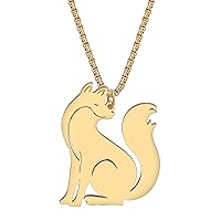 RAIDIN Stainless Steel 18K Gold Silver Plated Cute Fox Necklace for Women Girls Kids Animal Pendant Jewelry Gifts for Christmas Fox Lovers