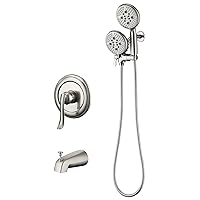 ELLO&ALLO Brushed Nickel Shower Faucet Set with Tub Spout, Single Handle Tub and Shower Faucet Combo Set (Valve Included)