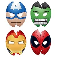 Marvel Emoticon Party Masks, 8 Count - Assorted Paper Superhero Masks For Kids, Unique & Fun Design - Perfect For Birthday & Themed Parties, One Size Fits All