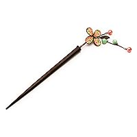 Pink Rose Pattern Hair Stick Pin Hand Made Wood Stick Detachable Charm Nickel Free Luxury Antique Look Fresh Water Pearl,jade