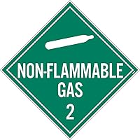 NMC DL6PR Non-Flammable Gas Placard - 10.75 in. x 10.75 in. PS Removable Vinyl Class 2 Dot Placard Sign with White Text on Green Base