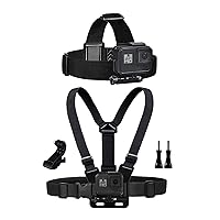 Chest Mount Harness Chesty Vest Head Mount Strap for Action Camera Compatible with GoPro Hero 11,10,9,8,Max,Go Pro Hero 7,6, 5,4, Session,3+,3,Hero (2018),Fusion,DJI Osmo,AKASO